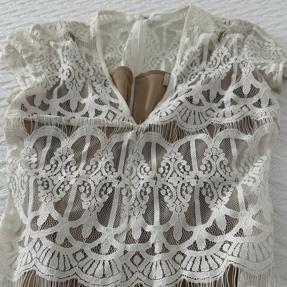 Elegant Cream Lace Women's Maxi Dress
